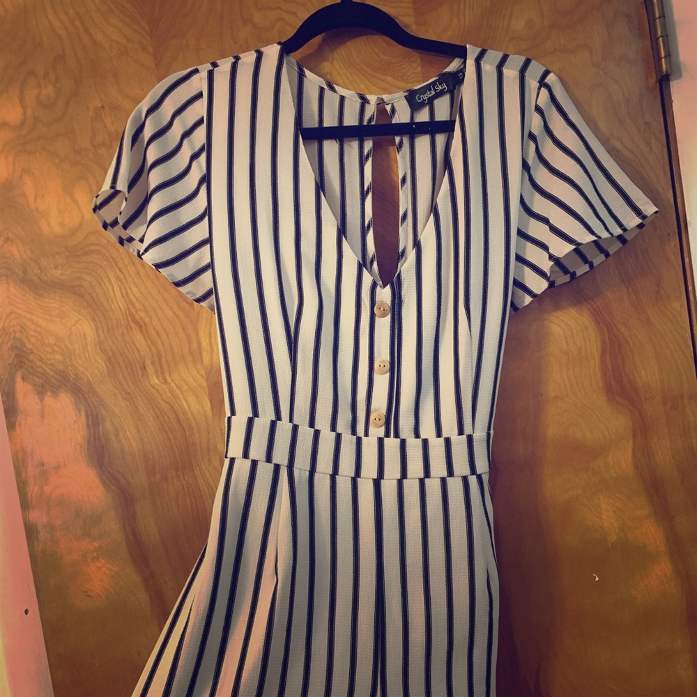 Black & white stripe romper